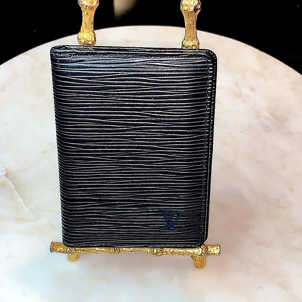 LOUIS VUITTON POCHETTE BLACK EPI LEATHER VINTAGE CARDHOLDER WALLET FRANCE